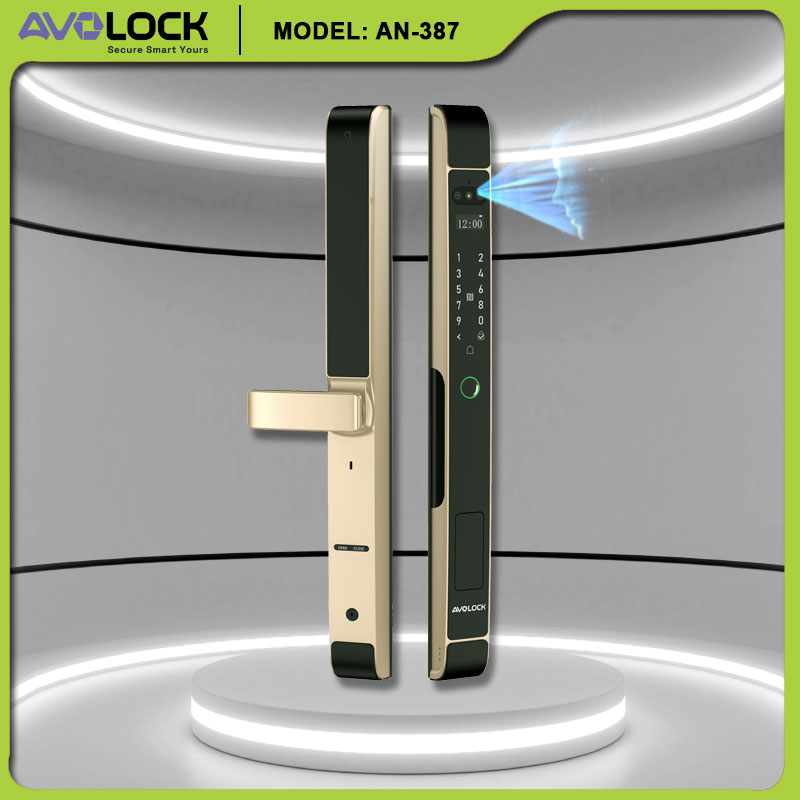 Khóa vân tay Avolock AN-387 Face ID 3D cho cửa nhôm nhà phố tại Gia Lâm