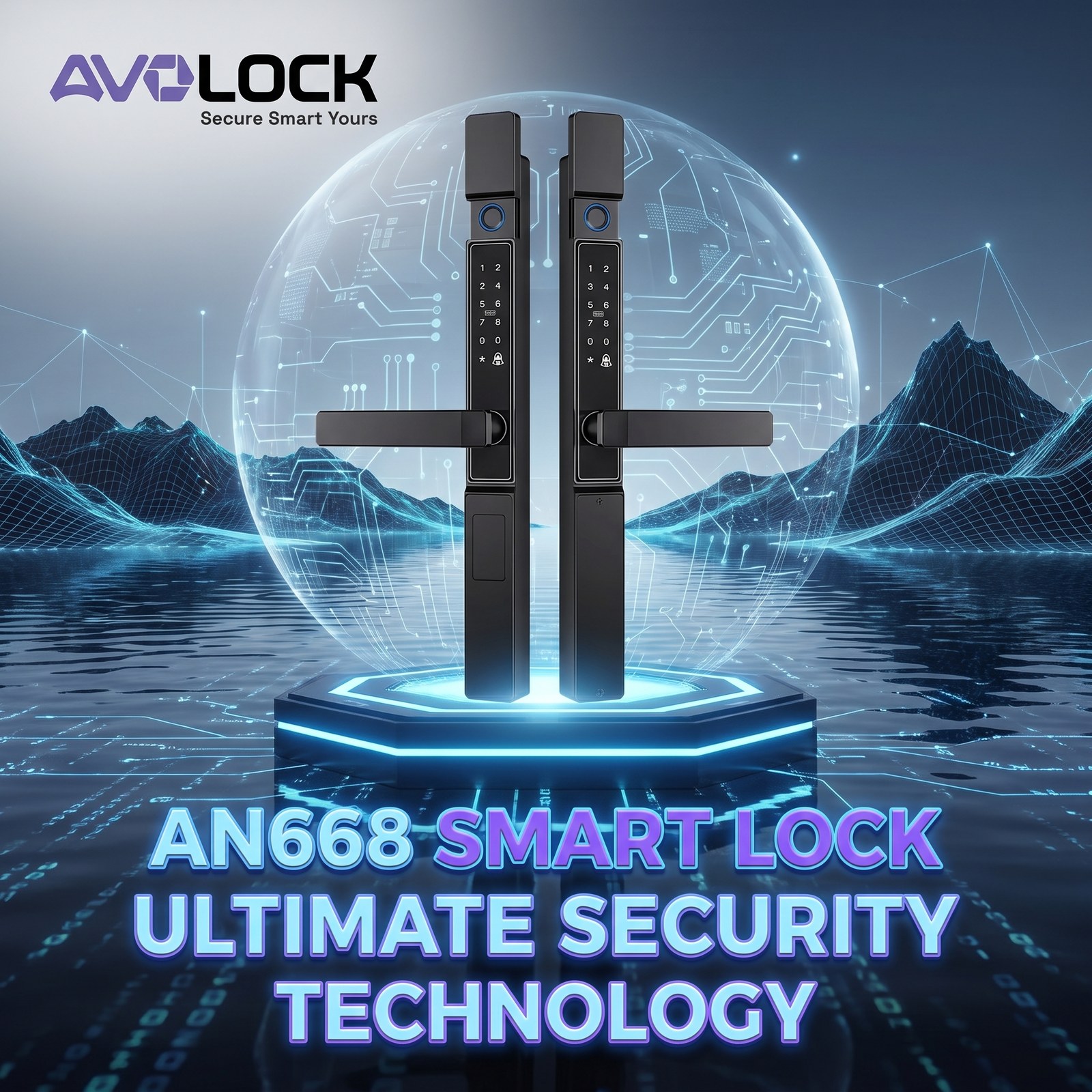 Khóa vân tay 2 mặt chống nước Avolock AN668 chống rỉ sét, không bị kẹt khi lắp ở cổng ngoài trời