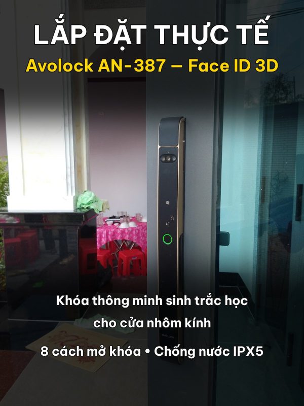 Lắp đặt thực tế khóa vân tay Avolock AN-387 cho cửa nhôm