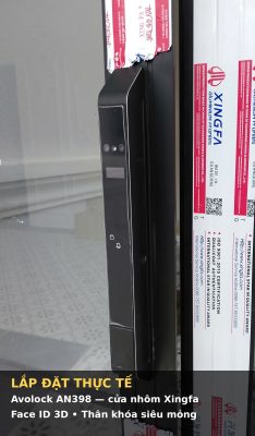 Lắp đặt thực tế khóa vân tay Avolock AN398 cho cửa nhôm Xingfa