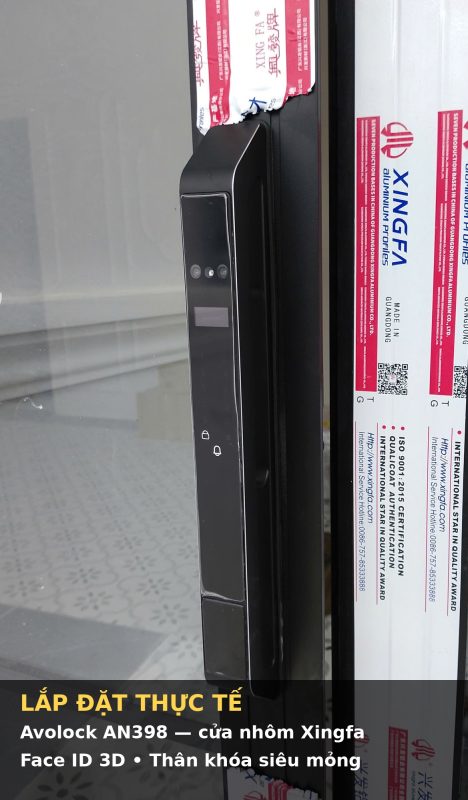 Lắp đặt thực tế khóa vân tay Avolock AN398 cho cửa nhôm Xingfa