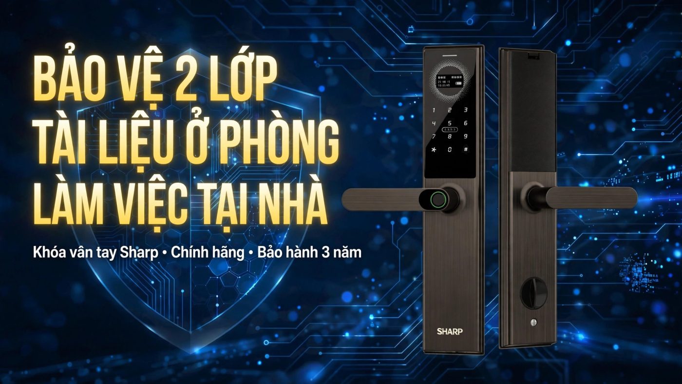 Khóa vân tay Sharp A3B bảo vệ 2 lớp tài liệu ở phòng làm việc tại nhà