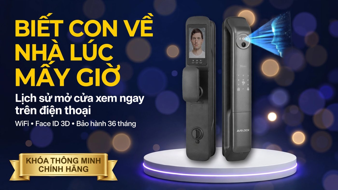 Ảnh bìa: Biết con về nhà lúc mấy giờ — lịch sử mở cửa xem ngay trên điện thoại, WiFi, Face ID 3D