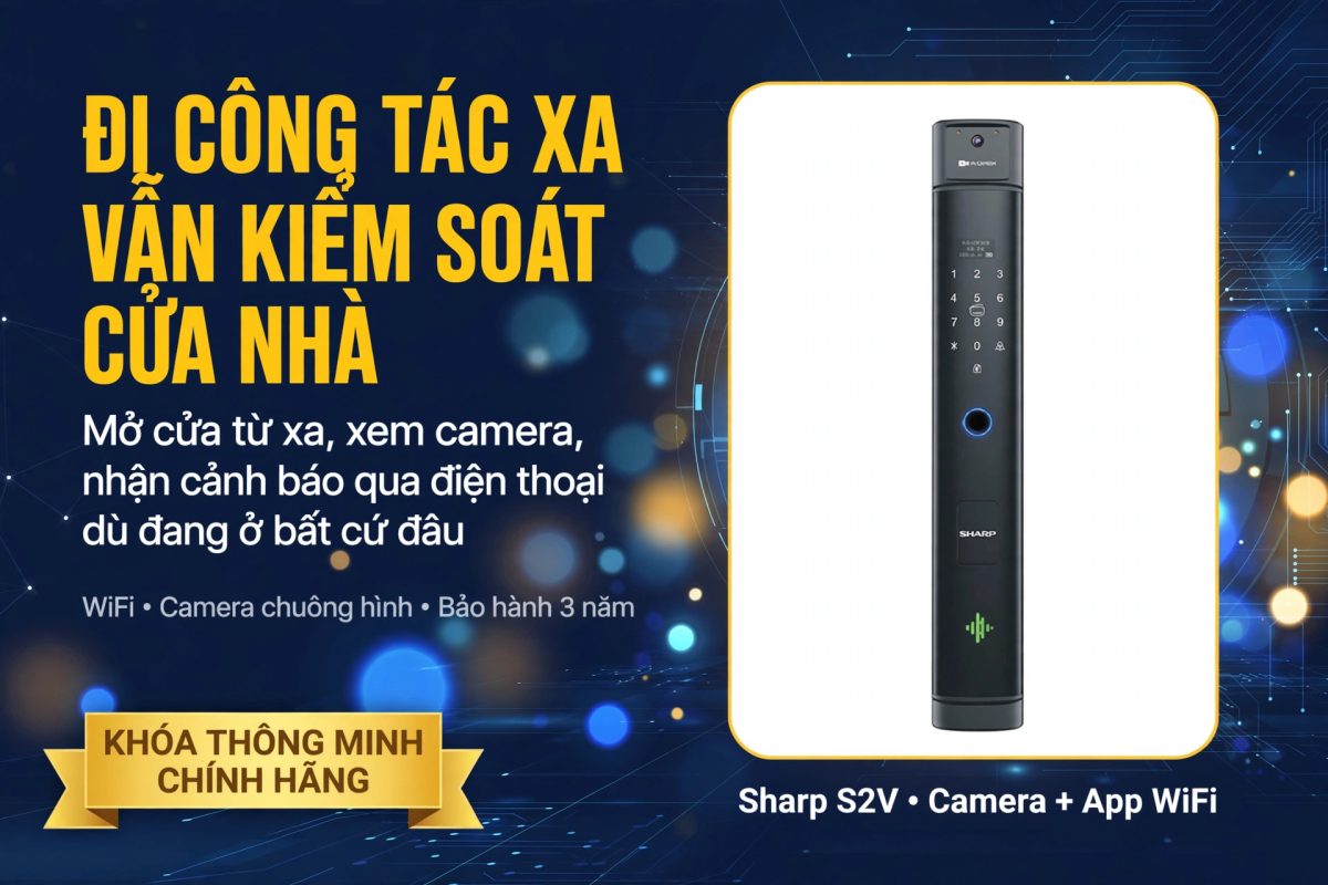 Ảnh đại diện bài viết đi công tác xa vẫn kiểm soát cửa nhà qua điện thoại với khóa WiFi Sharp S2V