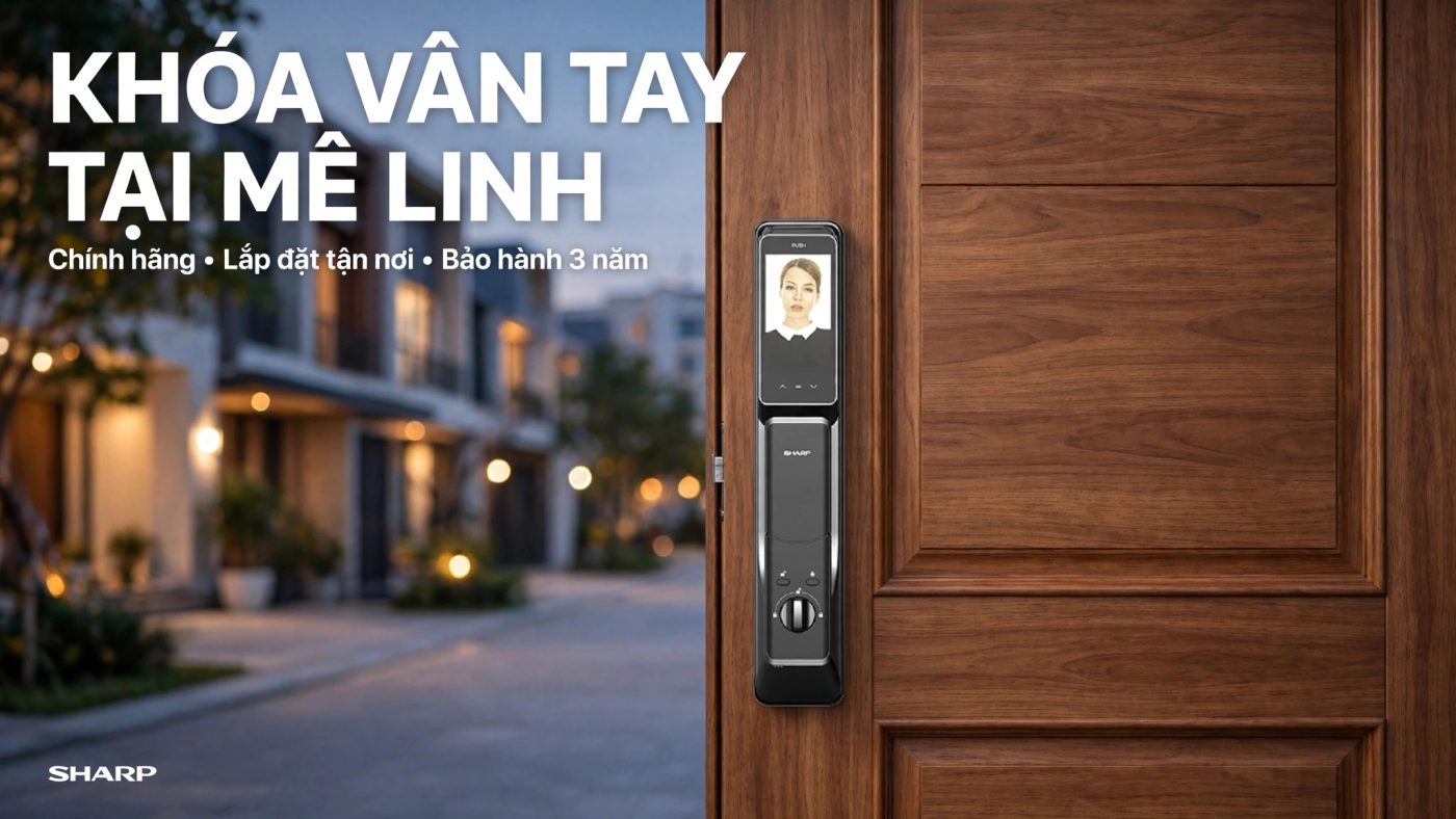Mua khóa vân tay tại Mê Linh — khóa Sharp H2V chính hãng, lắp đặt tận nơi, bảo hành 3 năm