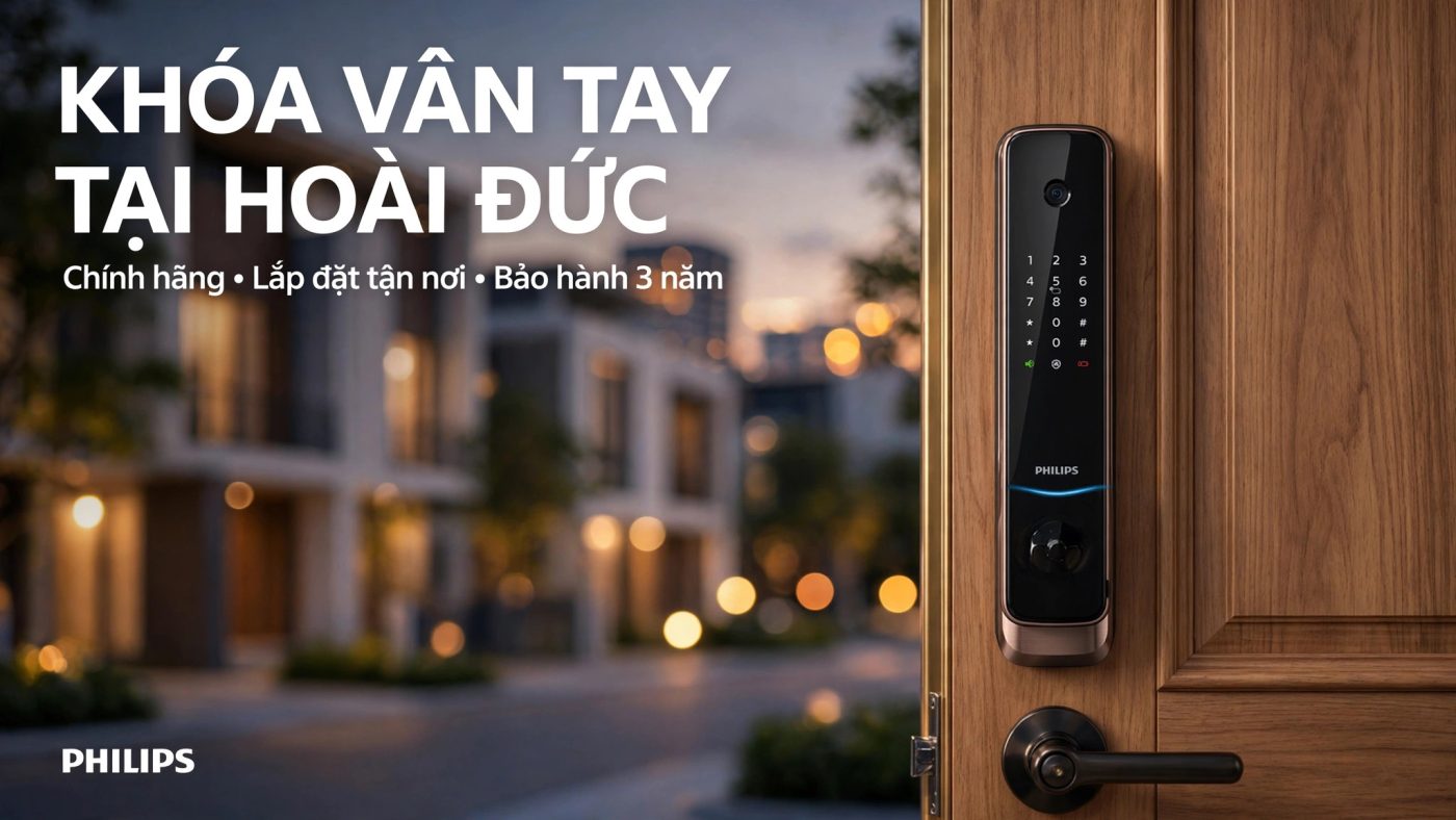 Lắp khóa vân tay tại Hoài Đức cho nhà mới xây, chung cư — khóa Philips chính hãng, bảo hành 3 năm