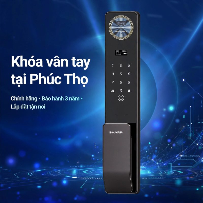 Khóa vân tay chính hãng tại Phúc Thọ — chính hãng Sharp, bảo hành 3 năm