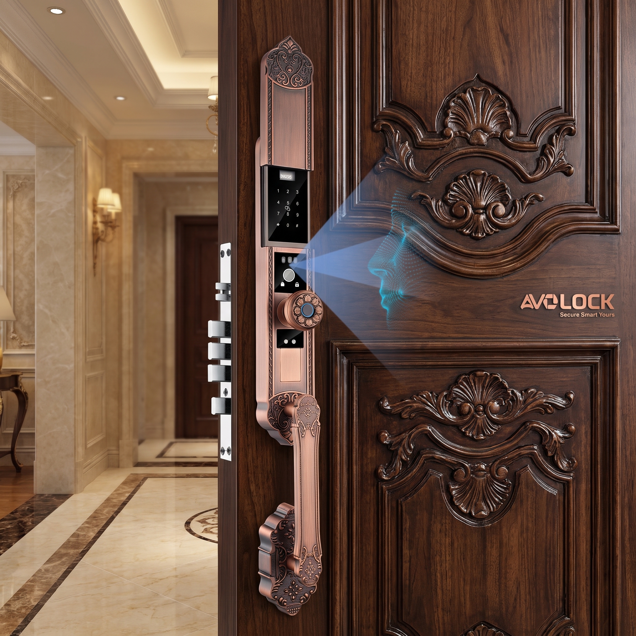 Khóa cửa thông minh tân cổ điển AVOLOCK AC8812R – Face ID 3D, bảo mật toàn diện cho biệt thự đẳng cấp - Ảnh 2