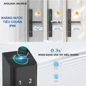 Alternative view of Avolock AN-395-B: Khóa Vân Tay Thông Minh Đỉnh Cao Cho Cửa Nhôm - Bảo Vệ An Ninh Toàn Diện