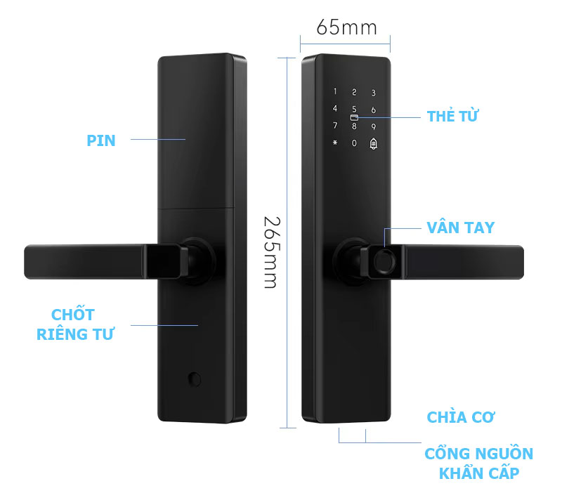 Khóa vân tay cho cửa thông phòng Avolock AV60 - Ảnh 4