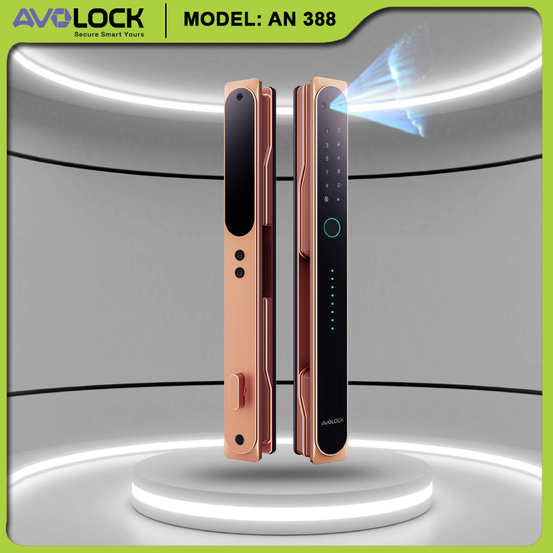 Khóa cửa nhôm Avolock AN-388 nhận diện khuôn mặt AI, lắp thay khóa nhôm cũ không cần khoan