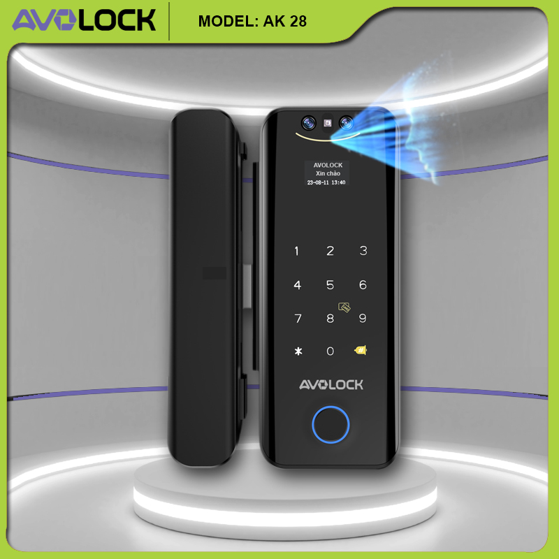 Khóa cửa kính thông minh Avolock AK28 có camera cho văn phòng